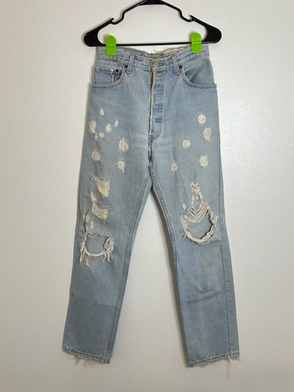 Vintage Early 2000's Levi's 501 Distressed Custom Denim Jeans Y2K Size 26x31